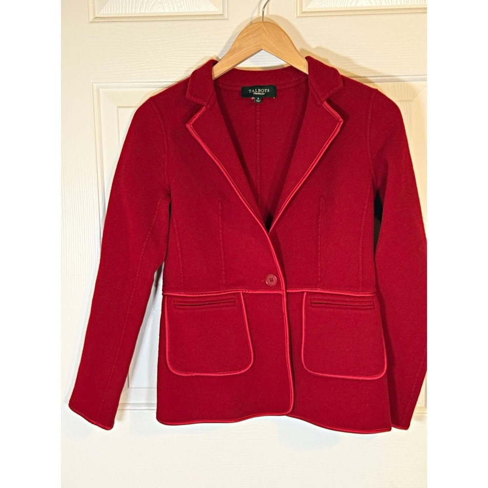 Talbots Red Wool preppy Blazer Jacket Classic Fit Button Front Pockets Size 6